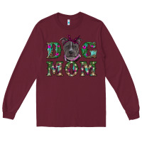 Burgundy Christmas dog mom pitbull Long Sleeve Tee - RanaPortraitStore