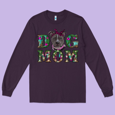 Christmas Dog Mom Pitbull Long Sleeve Tee Designed By Ranaportraitstore