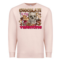 Pale Pink Skull chocolate is my Valentine Premium Sweatshirt - FaDigitalArtStudio