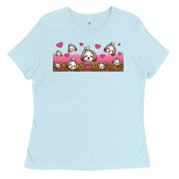 Baby Blue shih tzu dogs libbey glass Ladies Tee - Jasminsmagicworld