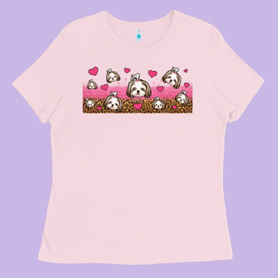 Shih Tzu Dogs Libbey Glass Ladies Tee Designed By Jasminsmagicworld
