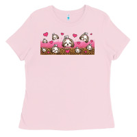 Bubblegum Pink shih tzu dogs libbey glass Ladies Tee - Jasminsmagicworld