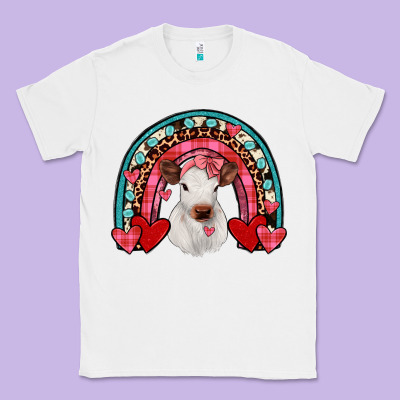 Valentines Heifer Rainbow Classic Tee Designed By Jahusdesignshop