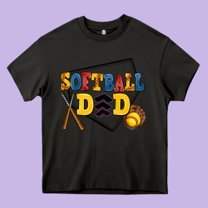 Softball Dad Heavy Core Tee Designed By Adodesignshop