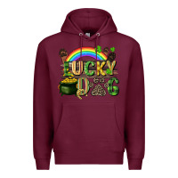 Burgundy Lucky dog St. Patrick's Day Premium Hoodie - CowGirlArtShop