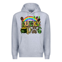 Heather Grey Lucky dog St. Patrick's Day Premium Hoodie - CowGirlArtShop