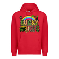 Red Lucky dog St. Patrick's Day Premium Hoodie - CowGirlArtShop