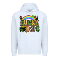 White Lucky dog St. Patrick's Day Premium Hoodie - CowGirlArtShop