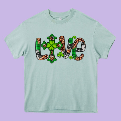 Western St. Patrick's Day Love Cross Heavy Core Tee Designed By Artiststas