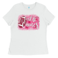 White tackle cancer football leopard Ladies Tee - AdoDesignShop