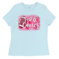 Baby Blue tackle cancer football leopard Ladies Tee - AdoDesignShop
