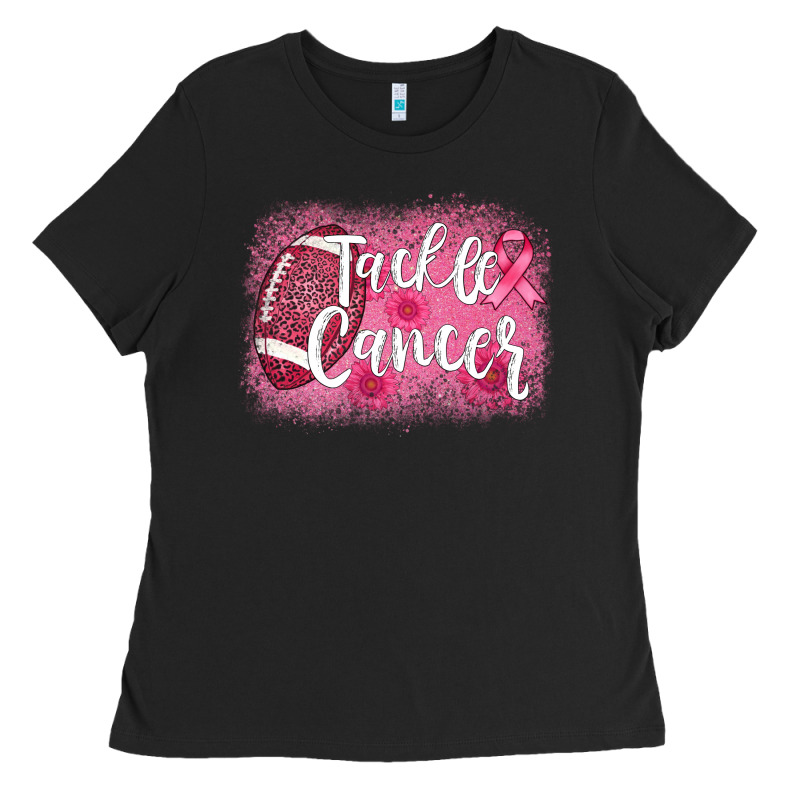 Tackle Cancer Football Leopard Ladies Tee by AdoDesignShop | Teevron