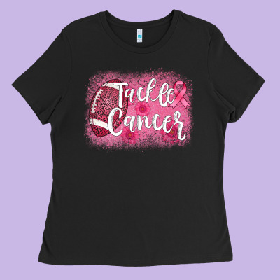 Tackle Cancer Football Leopard Ladies Tee Designed By Adodesignshop
