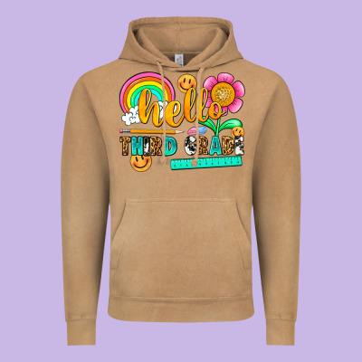 Hello Third Grade Vintage Hoodie Designed By Nancycooperartshop