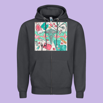 Nurse Medical Equipment Zipper Hoodie Designed By Tumblerdesignbyshophia