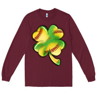 Burgundy st. patrick's day clover softball Long Sleeve Tee - Artiststas