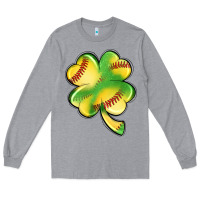 Heather Grey st. patrick's day clover softball Long Sleeve Tee - Artiststas