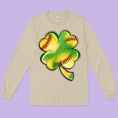 St. Patrick's Day Clover Softball Long Sleeve Tee Designed By Artiststas