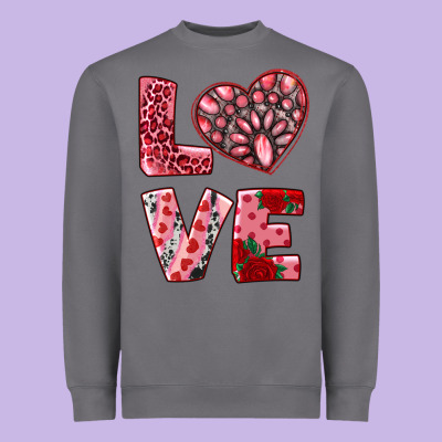 Love  With Pink Gemstone Heavyweight Sweatshirt Designed By Ranaportraitstore