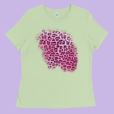 Pink Leopard Patch Ladies Tee Designed By Adodesignshop