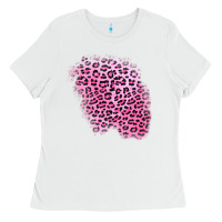 White pink leopard patch Ladies Tee - AdoDesignShop