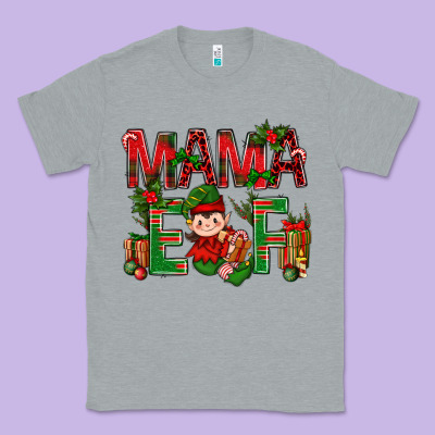 Mama Elf With Gift Christmas Classic Tee Designed By Nancycooperartshop