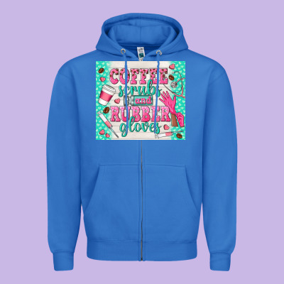 Coffee Scrubs And Rubber Gloves Zipper Hoodie Designed By Tumblerdesignbyshophia