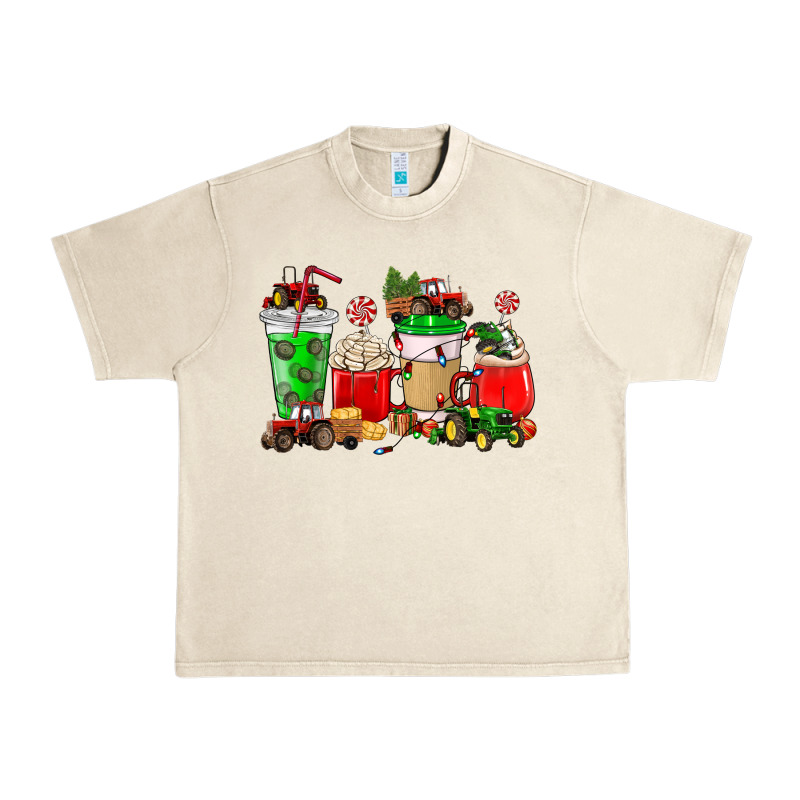 Christmas Tractor Coffee Cup Urban Heavy Tee by NancyCooperArtShop | Teevron