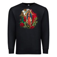 Our Lady Of Guadalupe Mexican Flag Cactus Roses Premium Sweatshirt | Teevron