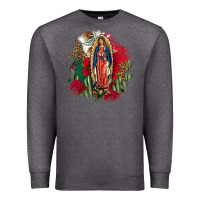 Charcoal Heather Our Lady Of Guadalupe Mexican Flag Cactus Roses Premium Sweatshirt - FaDigitalArtStudio