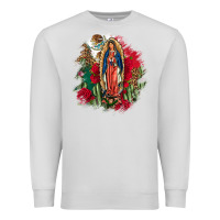 Dove Grey Our Lady Of Guadalupe Mexican Flag Cactus Roses Premium Sweatshirt - FaDigitalArtStudio