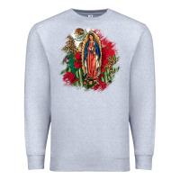 Heather Grey Our Lady Of Guadalupe Mexican Flag Cactus Roses Premium Sweatshirt - FaDigitalArtStudio