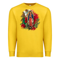 Lemon Our Lady Of Guadalupe Mexican Flag Cactus Roses Premium Sweatshirt - FaDigitalArtStudio