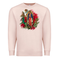 Pale Pink Our Lady Of Guadalupe Mexican Flag Cactus Roses Premium Sweatshirt - FaDigitalArtStudio