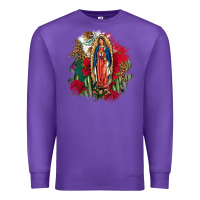 Purple Our Lady Of Guadalupe Mexican Flag Cactus Roses Premium Sweatshirt - FaDigitalArtStudio