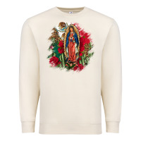 Sandshell Our Lady Of Guadalupe Mexican Flag Cactus Roses Premium Sweatshirt - FaDigitalArtStudio