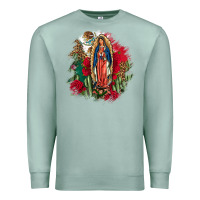 Seafoam Our Lady Of Guadalupe Mexican Flag Cactus Roses Premium Sweatshirt - FaDigitalArtStudio