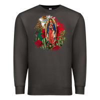 Smoke Our Lady Of Guadalupe Mexican Flag Cactus Roses Premium Sweatshirt - FaDigitalArtStudio