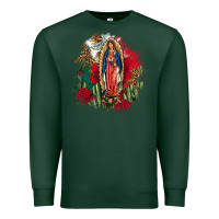 Sports Green Our Lady Of Guadalupe Mexican Flag Cactus Roses Premium Sweatshirt - FaDigitalArtStudio