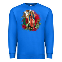True Royal Our Lady Of Guadalupe Mexican Flag Cactus Roses Premium Sweatshirt - FaDigitalArtStudio