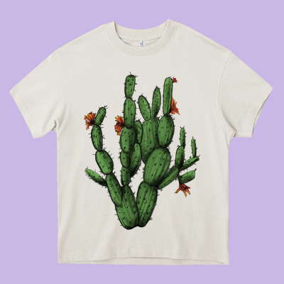 Cactus With Flowers Heavy Core Tee Designed By Adodesignshop