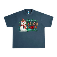 Midnight Navy tis the season to sparkle snowman Urban Heavy Tee - MaliasSmallBusiness