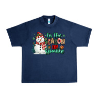 Navy tis the season to sparkle snowman Urban Heavy Tee - MaliasSmallBusiness