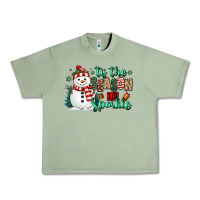 Oil Green tis the season to sparkle snowman Urban Heavy Tee - MaliasSmallBusiness