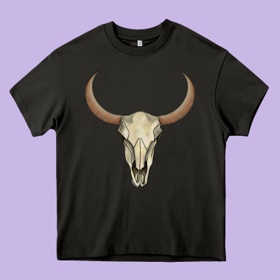 Bull Skull Heavy Core Tee Designed By Adodesignshop