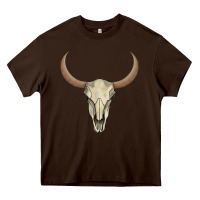 Chocolate Brown bull skull Heavy Core Tee - AdoDesignShop
