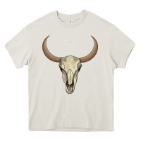 Cream bull skull Heavy Core Tee - AdoDesignShop