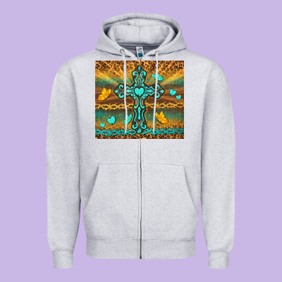 Western Cross Zipper Hoodie Designed By Tumblerdesignbyshophia
