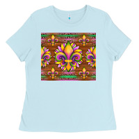 Baby Blue mardi gras sunflowers fleur, de lis glitter leopard background Ladies Tee - Artiststas