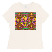 Bone mardi gras sunflowers fleur, de lis glitter leopard background Ladies Tee - Artiststas